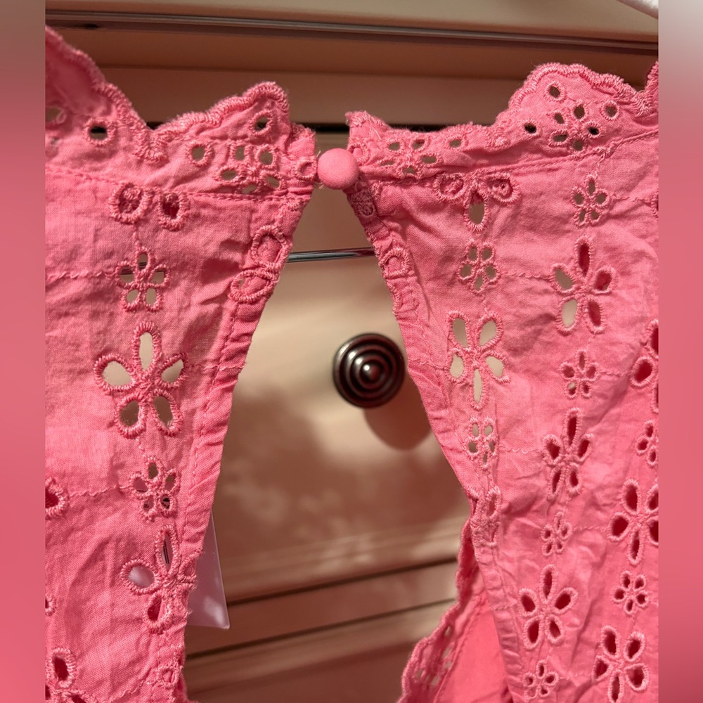 American Eagle Outfitters Pink Eyelet Flutter Dress - Picture 7 of 8